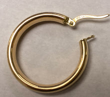 Load image into Gallery viewer, 14k Italian Yellow Gold 5MM Round Hollow Hoop Earrings Snap Back Closure Thick Lightweight Medium Classic Hoops | 2.3 Grams